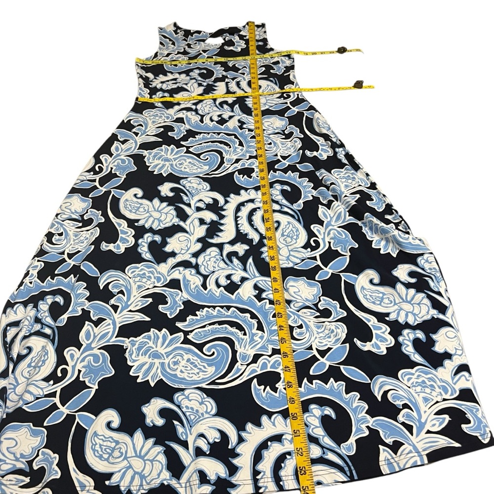 Talbots Jersey Knit Maxi Dress Dynamic Paisley Blue Sleeveless Size Medium NWT - Picture 4 of 14